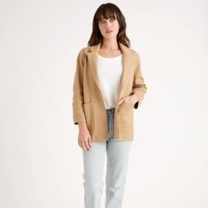 Quince 100% Cotton Knit Blazer in Camel, S
